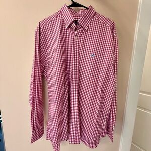 Vineyard Vines Pink and White Gingham Tucker Shirt